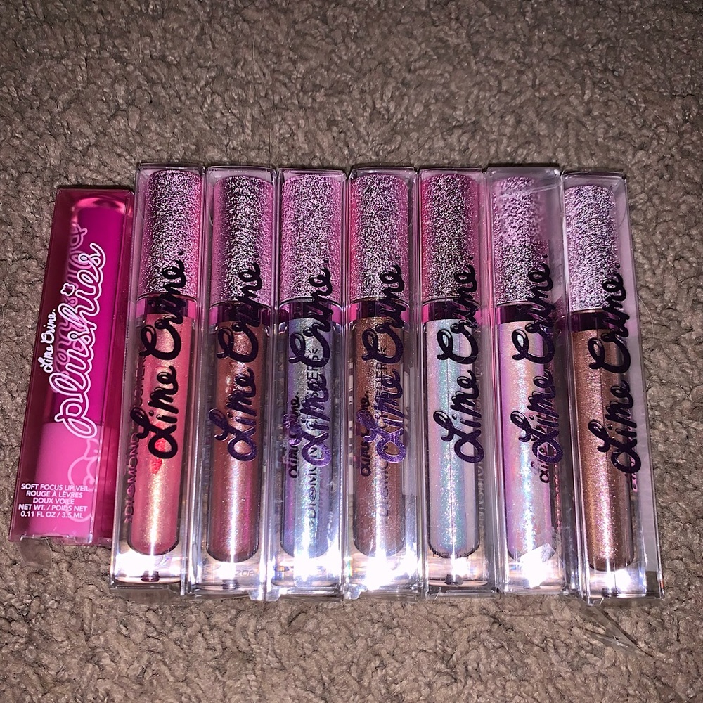 Lime Crime Iridescent Lip Topper Bundle+Plushies,Softwear Blush&Velvetines Liner